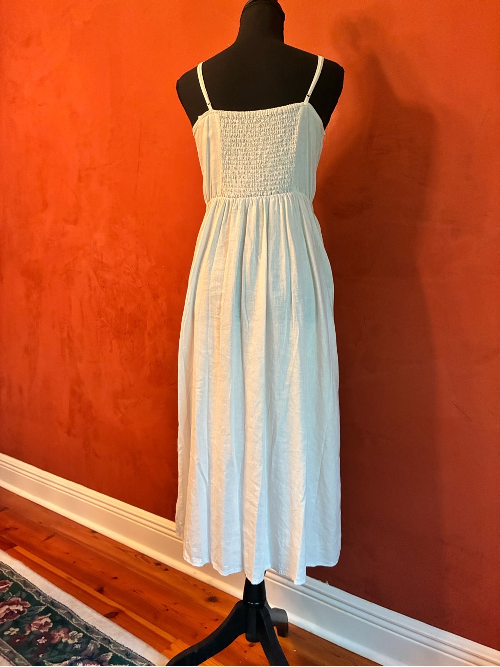 A New Day Women's Linen Blend Button-Front Maxi Dress with Spaghetti Straps Sz S - Picture 3 of 13